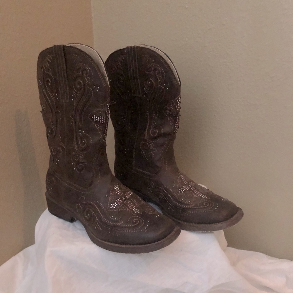Kids Western Leather Roper Boots